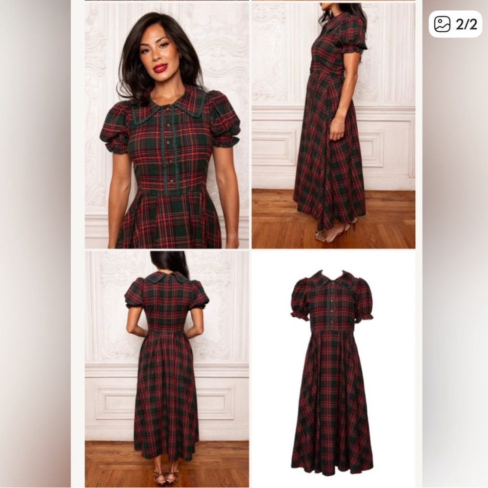 Ivy City Co Sophia Dress in Green and Red Plaid, size 4 NWT - Picture 2 of 9